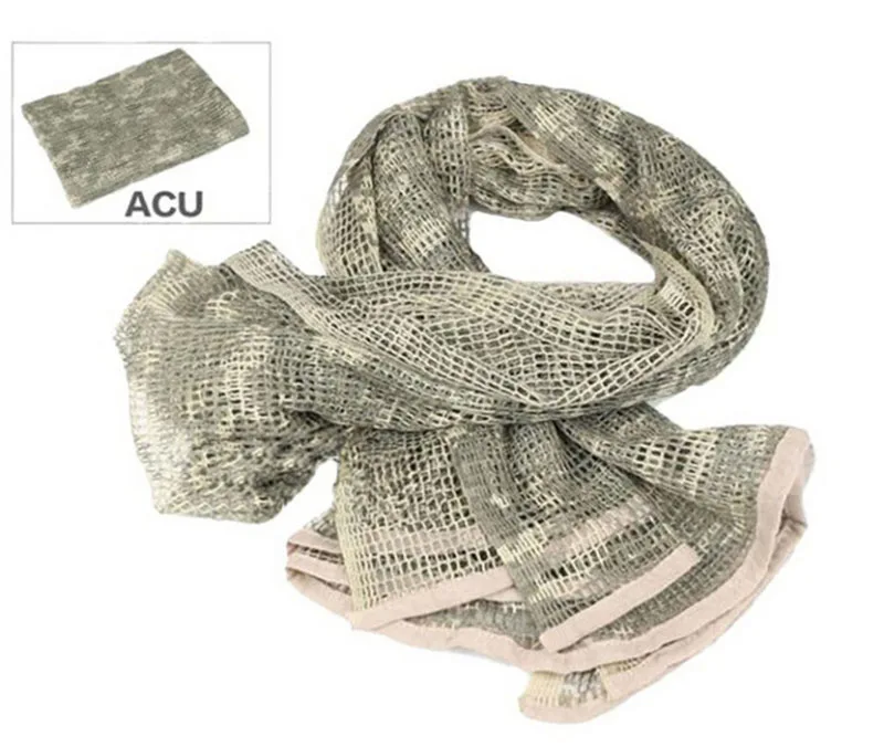 

Military Camouflage Tactical Mesh Scarf Outdoors Jungle Muffler Scarf Sniper Face Veil Versatile Airsoft Camp Hunt Scarves