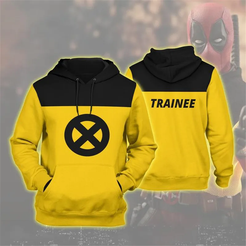 Дети костюм дедпула Дэдпул Толстовка X-Force желтый тонкая футболка толстовки Топ куртки пальто Косплэй для взрослых Для мужчин