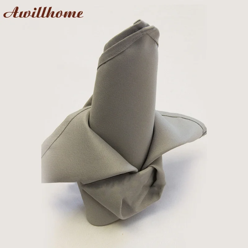Awillhome 10 шт./лот 200gsm салфетки Свадебные серебряные полиэфирные обеденные
