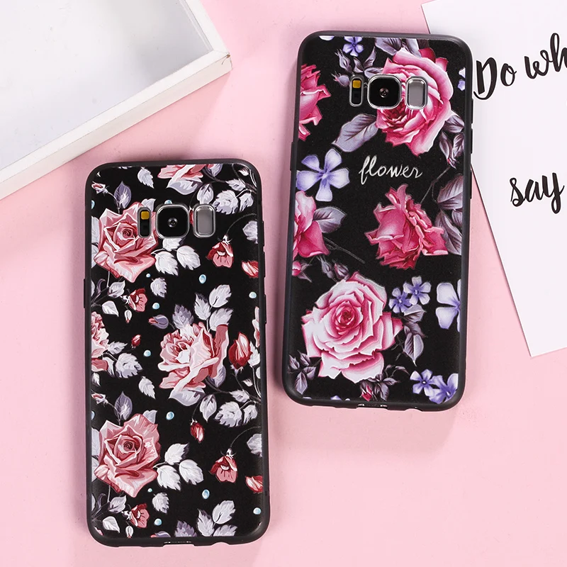 Рельефный цветочный чехол для Samsung Galaxy S8 S9 S10 Plus S7 Edge A7 2018 J7 2017 J3 2016 J5 A3 A5 A8 |