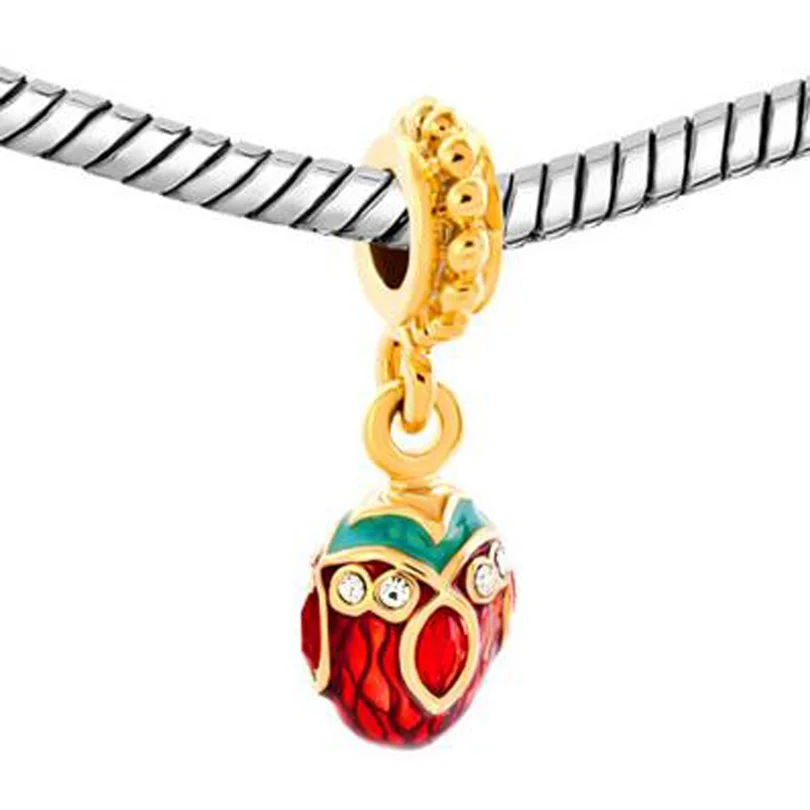 Подходят для браслетов Pandora синие кристаллы пасхальные яйца Faberge золотые