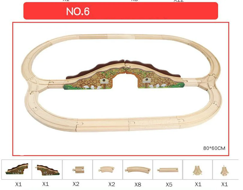 EDWONE 21PCS набор треков буковая древесина одно отверстие мост дерева ж/д аксессуары