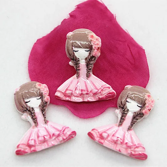 10 шт./лот очень милый каучуковый цветок для девочек с плоским основанием кабошон