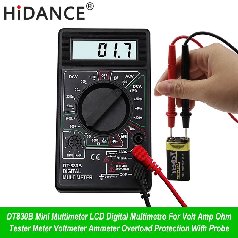 Цифровой мультиметр HiDANCE Mini с ЖК дисплеем вольтметр амперметр защита от