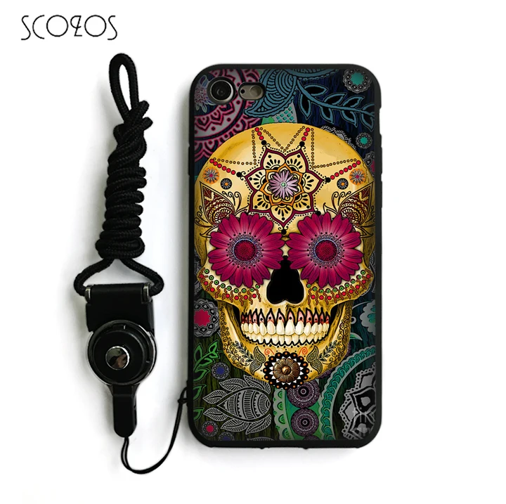 SCOZOS мексиканский милый Череп Силиконовый ТПУ мягкий чехол для телефона IPhone X 5 5S Se