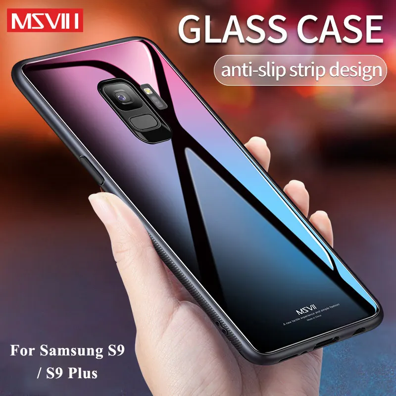 MSVII Cover For Samsung Galaxy S9 Case Slim Coque Plus Silicone Frame + Tempered Glass S 9 |