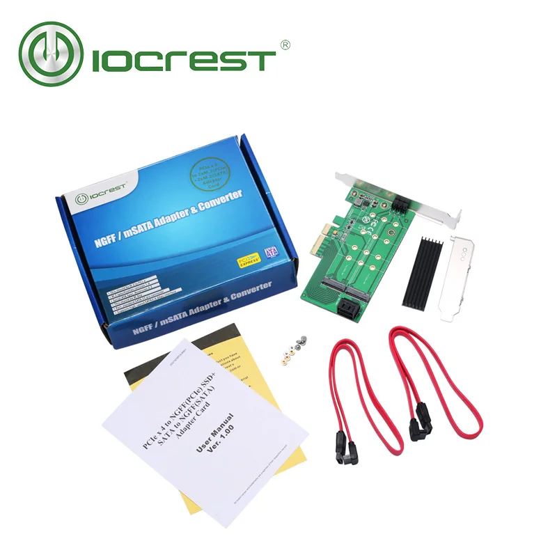 Карта адаптера IOCREST PCIe x 4 к NGFF(PCIe) NVMe SSD и SATA 2 NGFF(SATA)| |