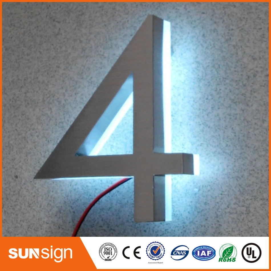 H 30 см оптовая продажа светодиодная подсветка из нержавеющей стали с номером