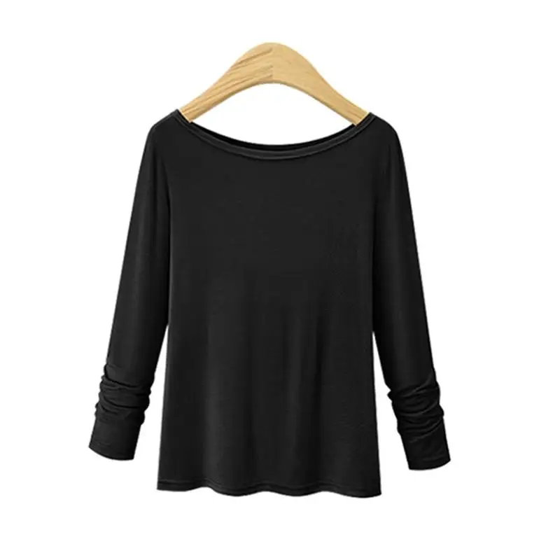

Plus Size 6XL Spring Autumn Round Neck Long Sleeve Simple Top Shirts Female Solid Streetwear Slim T-Shirts Basic Tees SJ332C