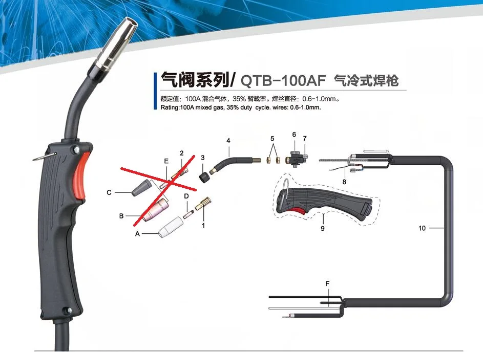 2 5 метров MB 15AK 15 AK Mig фонарь Gun с газовым сварщиком 100AF 100E|mig torch|mig gunmb 15ak |
