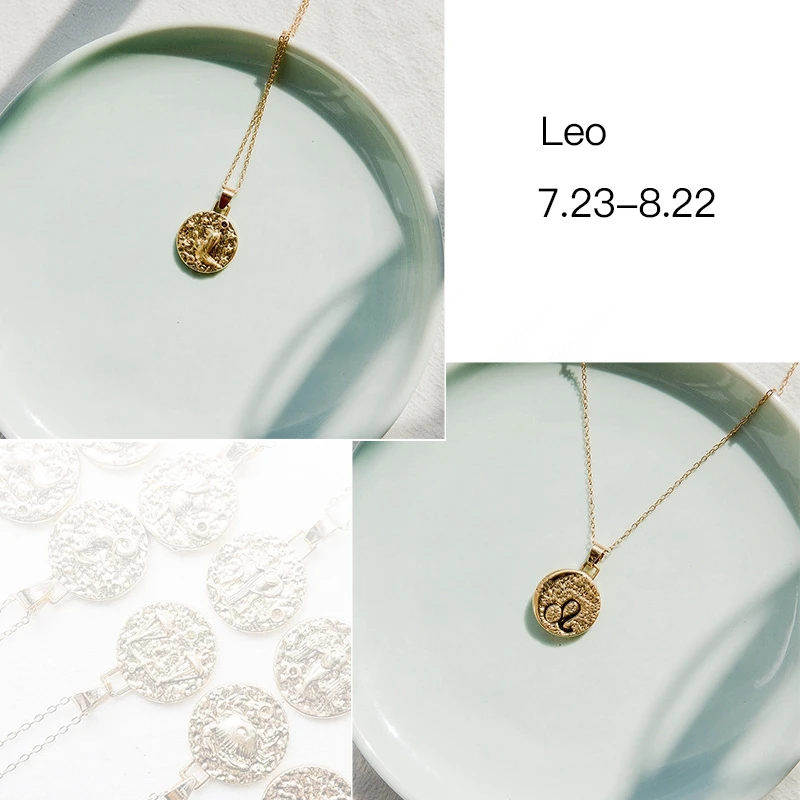 S02776 QCOOLJLY 12 ожерелье Созвездие золотого цвета Дева весы Скорпион Стрелец Козерога зодиака Винтаж круг кулон ожерелье - Окраска металла: S02776