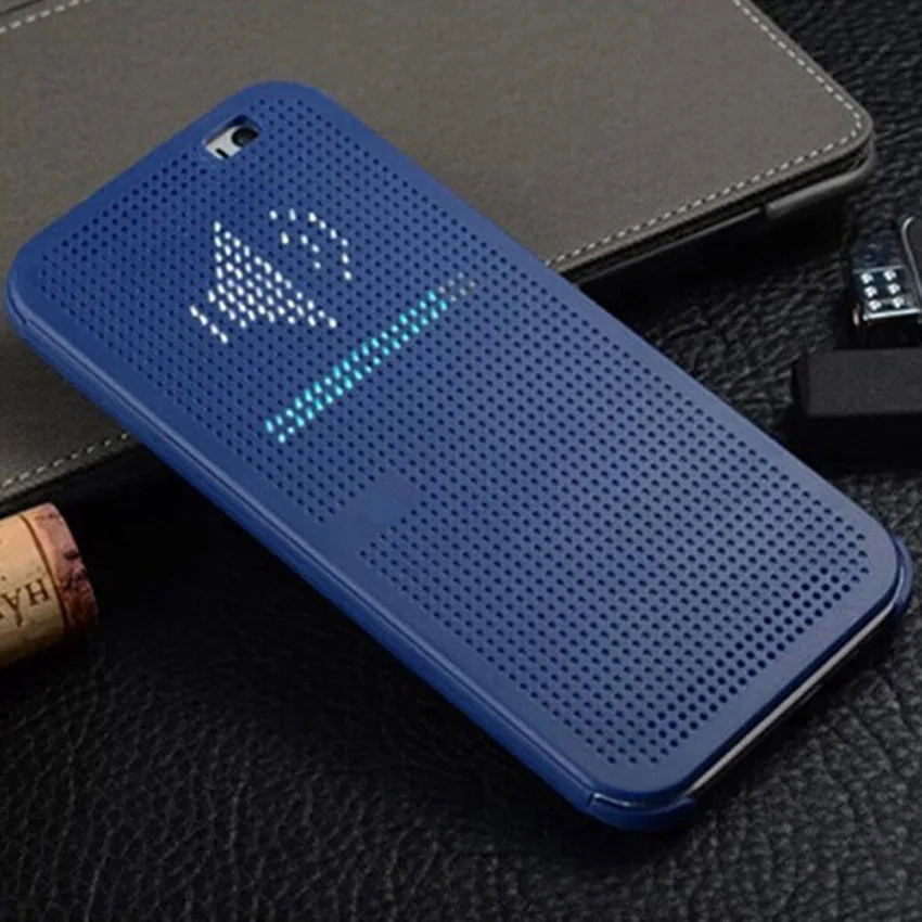 Blue Силиконовый чехол-книжка в горошек для htc One M8 M8s OneM8 OneE8 htc M8 htc E8 E8 E M 8 Smart View, противоударный чехол для телефона s - Цвет: Blue