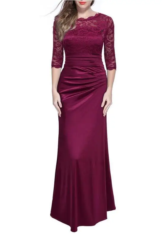 AR Chic Винтаж Кружево крючком Пром Длинные платья женщин Slim Fit элегантная в стиле