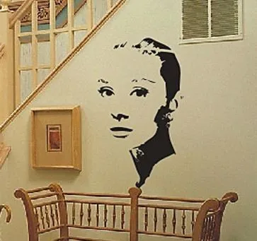 Молодые Одри Хепберн Силуэт виниловые настенные наклейки художественная