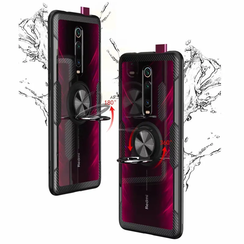 Чехол из закаленного стекла для Red mi K20 pro, прозрачный защитный чехол для Xiaomi mi 9T 9SE 8 Lite mi 9 t, магнитный держатель с кольцом, красный чехол для mi Note 7