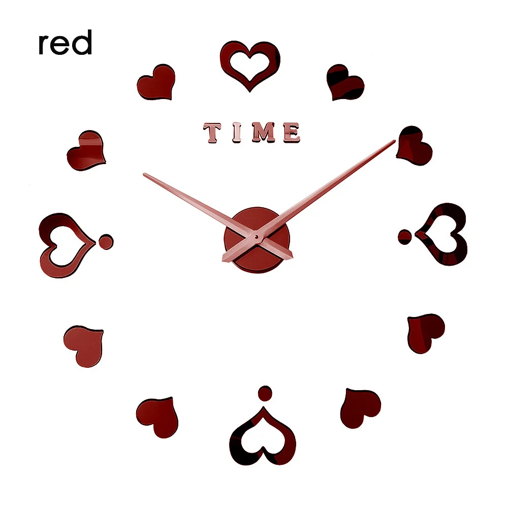 wall clock red Стена с сердечками часы светящиеся кварцевые современный дизайн модные часы люминова 3d настоящий большой бросился зеркало стикер DIY - Цвет: wall clock red