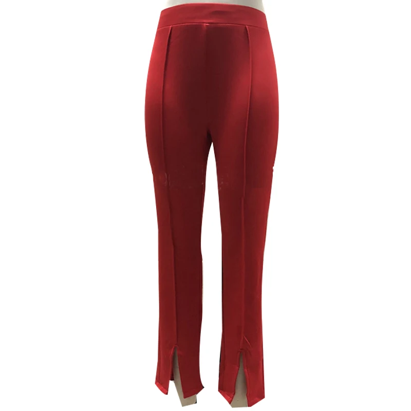 

Plus Size 2XL Front Slit Leg Pencil Pants Women Solid Color High Waist Pants Elehant Office Ladies Tight Trousers