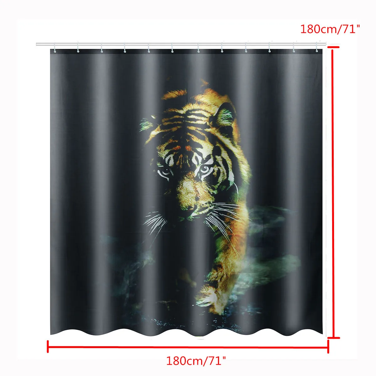 Tiger Curtain Тигр, львы, леопард, панда, ванная комната, полиэстер, занавеска для душа, пьедестал, ковер, крышка для унитаза, коврик для ванной, водонепроницаемый, домашний декор, 12 крючков - Цвет: Tiger Curtain