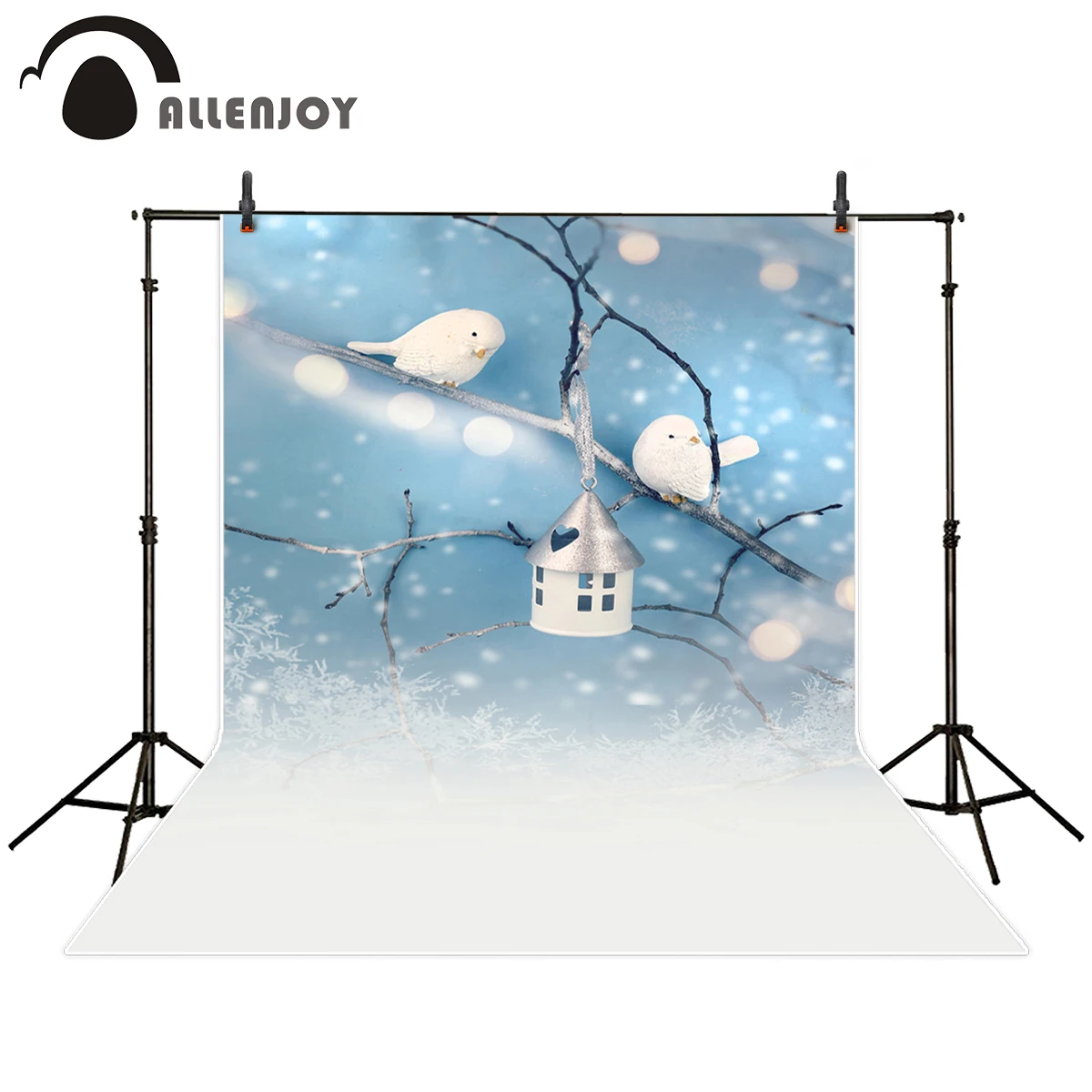Фон для фотосъемки Allenjoy с птицами замороженными ветвями зимой снегом