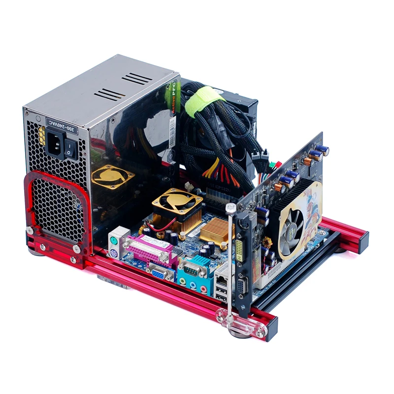 DIY Mini itx/matx/ATX PC Chassis case Aluminum Desktop Open Bare Frame Horizontal Rack game host Box computer mainframe Parts