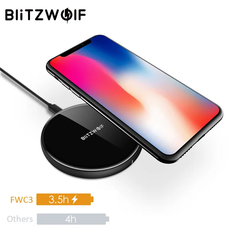 BlitzWolf Qi беспроводное зарядное устройство 5Вт для iPhone X 8 Plus Samsung S8 Note S9 Док подставка