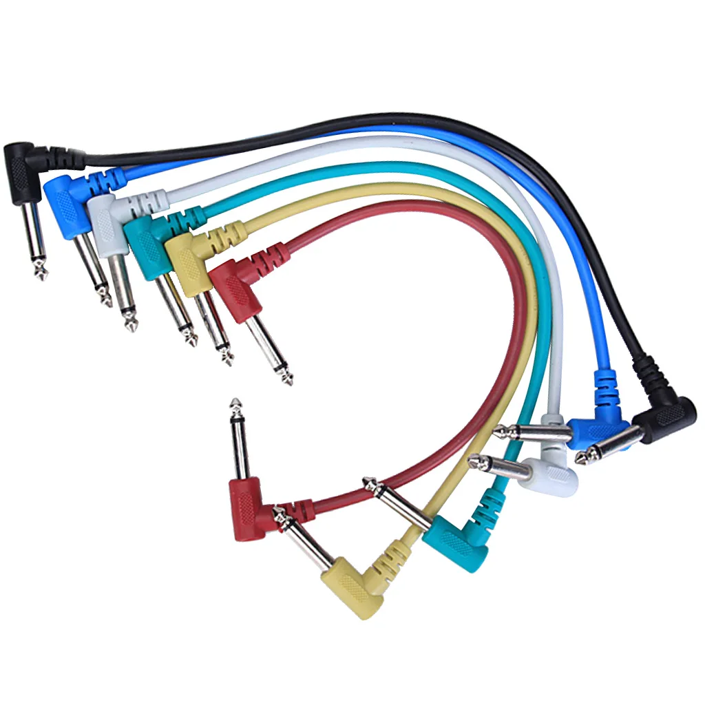 

6Pcs Effect Pedal Audio Plug Patch Cable Lead Angle Right Angle 90 Degree Connectors for Bass Guitar Cord