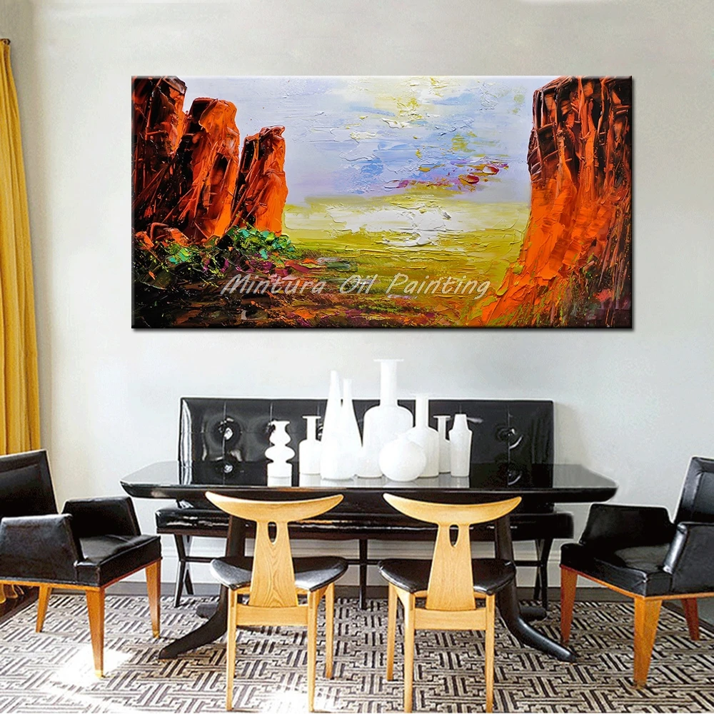 Mintura Art Big Size Hand painted Canvas Oil Painting Palette knife 3D texture acrylic Landcape Wall Picture For Living Room | Дом и сад