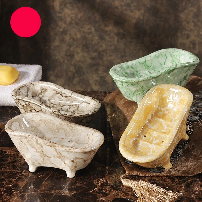 Классический семейный керамический ящик для хранения мыла имитация мрамора