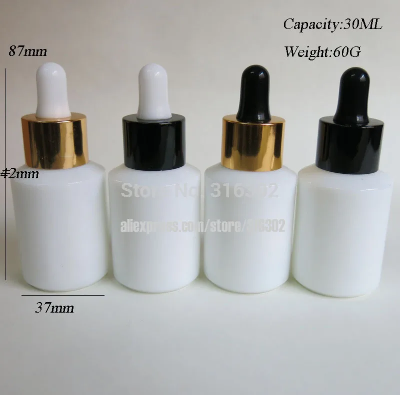 12 x 30ml Refillable Empty White Glass Dropper Bottle 1oz Portable White Dropper Container For Essential Oil Use