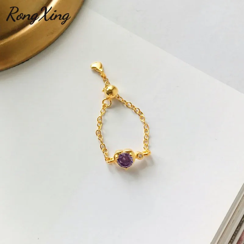 RongXing индивидуальные фиолетовые круглые циркониевые Регулируемые кольца для