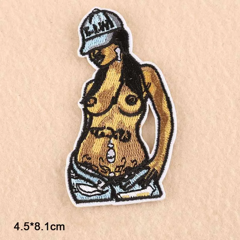 black no bra Панк-трайторная девушка попка Железная на вышитой одежде нашивки для одежды наклейки одежды аксессуары для одежды - Цвет: black no bra