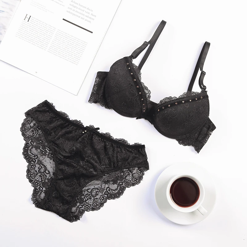 Комплект женского кружевного нижнего белья с чашкой пуш ап 3/4|bra set|panty and bra setpanties |