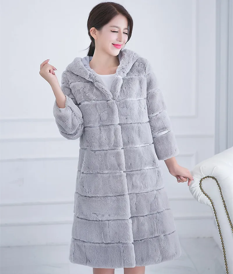 Женская зимняя куртка с капюшоном размеры 3XL 4XL VK3126|rabbit fur coat jacket|rex rabbit coatrex jacket |