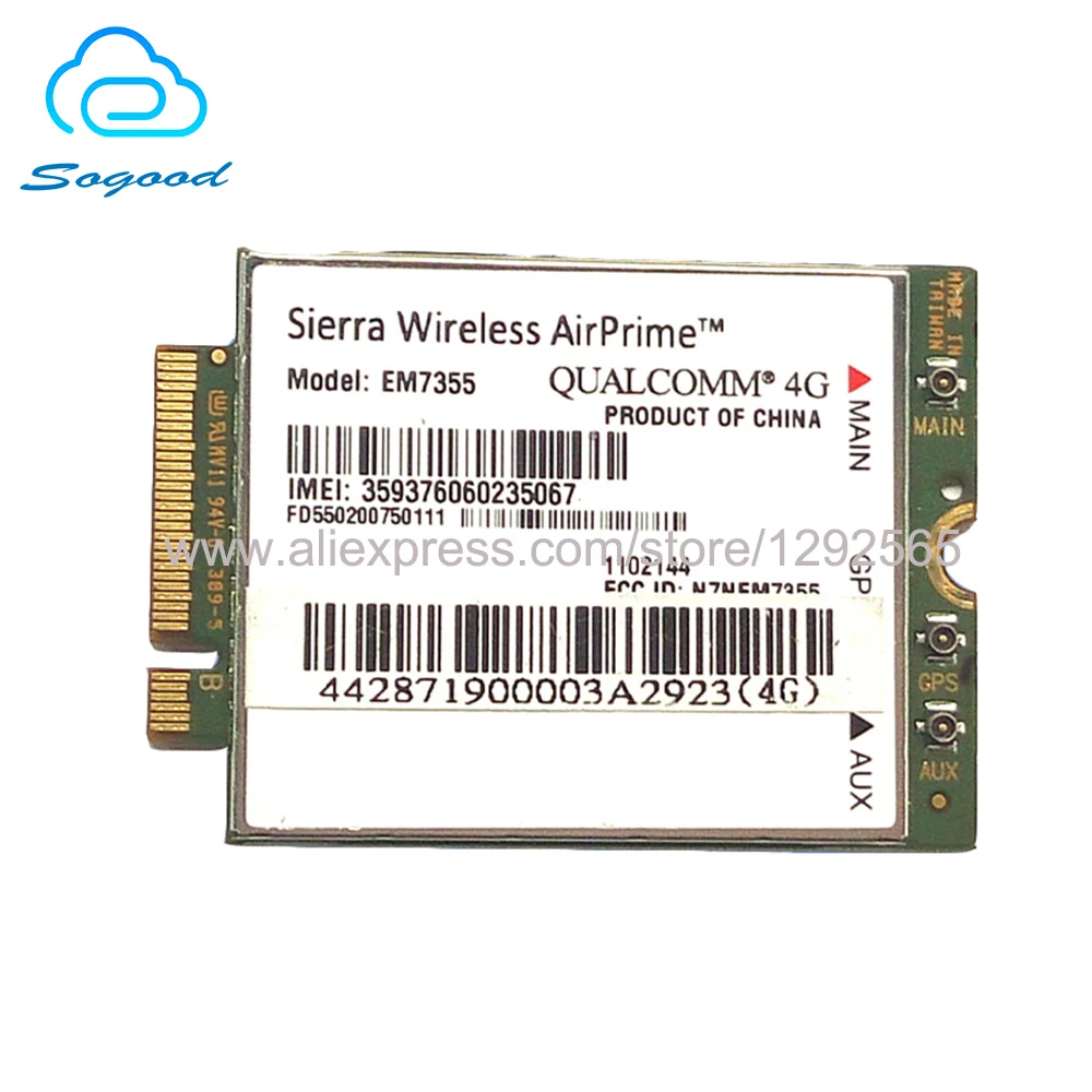 Оригинальный беспроводной AriPrime EM7355 gobi5000 100 Мбит/с NGFF Qualcomm 4G FDD-LTE/EVDO UMTS HSDPA HSPA +
