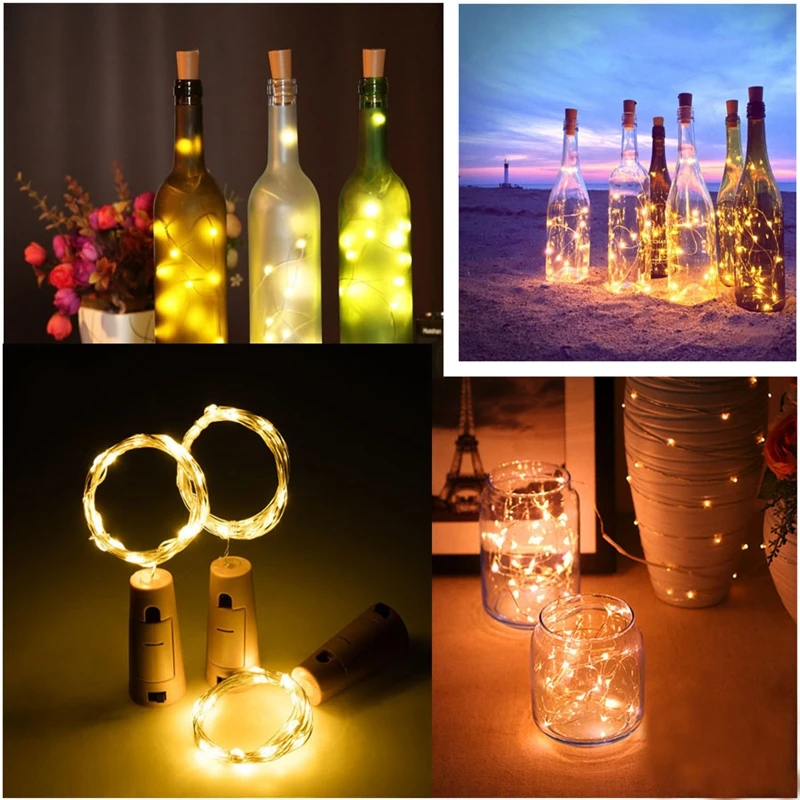 

20pcs 2M LED Garland Copper Wire Corker String Fairy Lights for Glass Craft Bottle New Year/Christmas/Valentines Wedding
