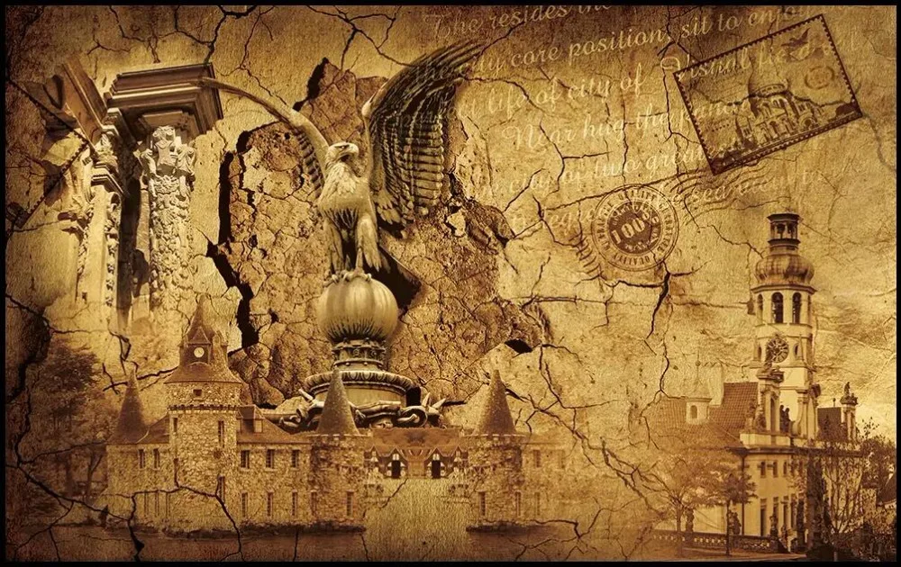 3d обои на заказ европейский средневековый стиль винтажная архитектура гостиная