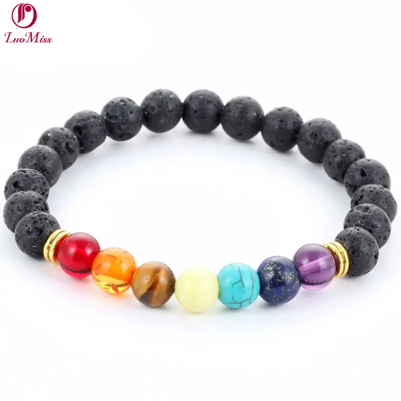 Новые модные браслеты 7 цветов натуральные вулканические энергетические из лавы