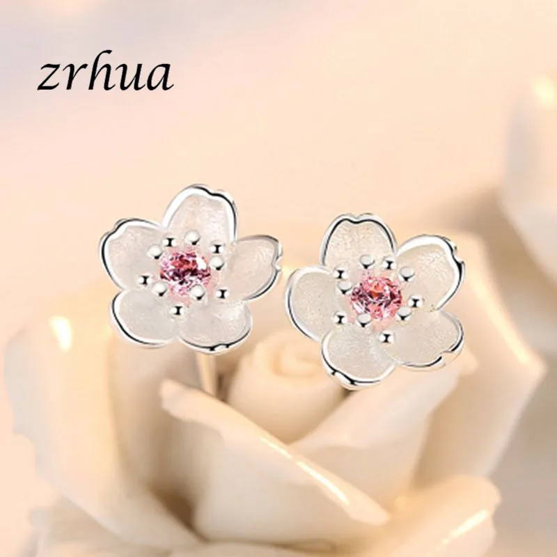 Женские серьги-гвоздики из серебра 925 пробы с цветком | Украшения и аксессуары