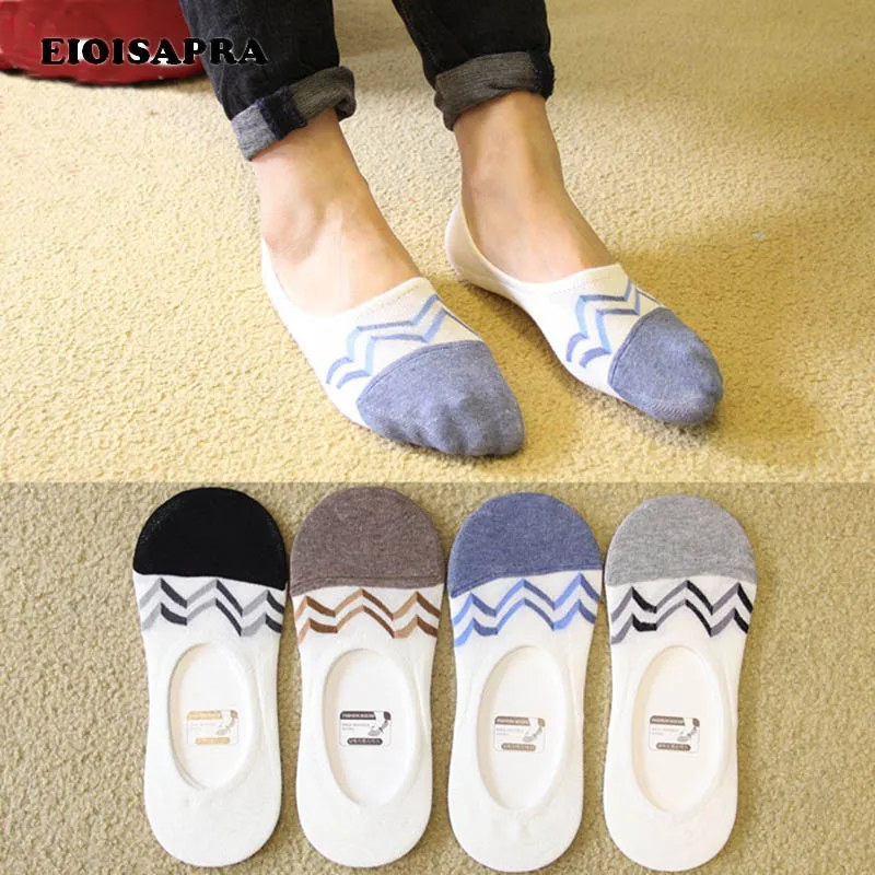 [EIOISAPRA] Мужские носки сезон весна-лето волнистые полосатые с кораблем силиконовые