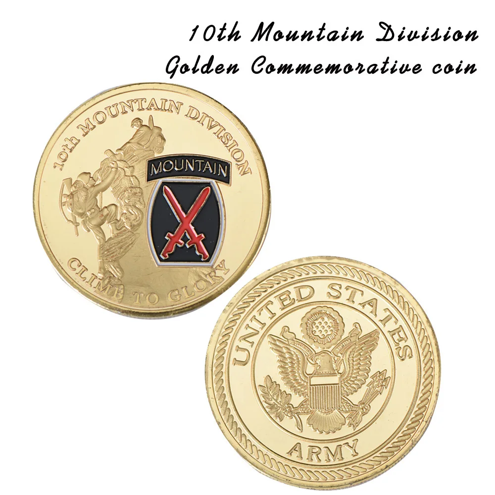 WR US Army памятная Золотая монета по индивидуальному заказу 10th Mountain Division Challenge