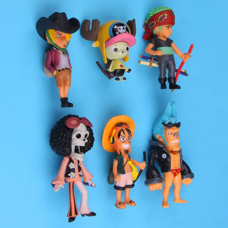 Luffy Zorro Chow One Piece series магнитные наклейки для холодильника 6 шт./компл. 3D Магнитные
