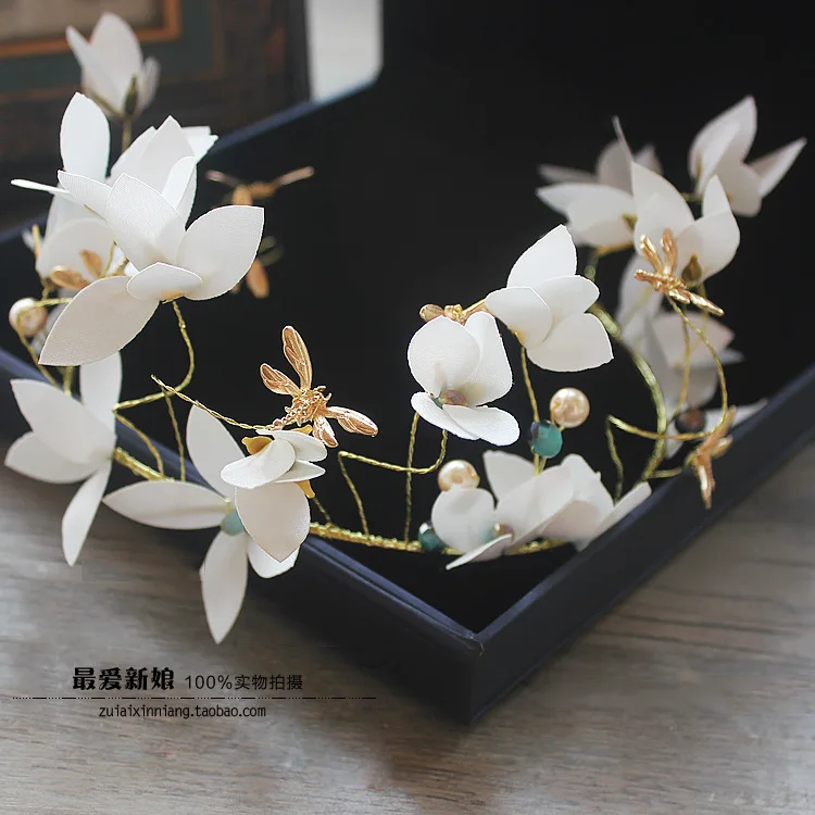 

white sweet leaf flower hairbands brides headdress jewelry hoop flower crown Wedding hair Jewelry