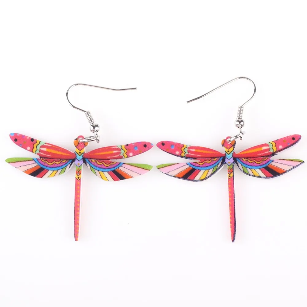 Newei Drop Dragonfly Earrings Jewelry Long Dangle Earring Acrylic Pattern Fashion For Women Hot Style Girl Decoration | Украшения и