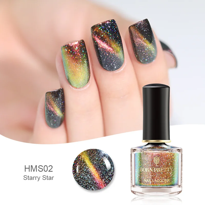 BP-HMS02 BORN PRETTY 3D лак для ногтей с эффектом «кошачий глаз» набор 6 мл черная основа магнитная палочка хамелеон лак Магнит лак для ногтей набор - Цвет: BP-HMS02