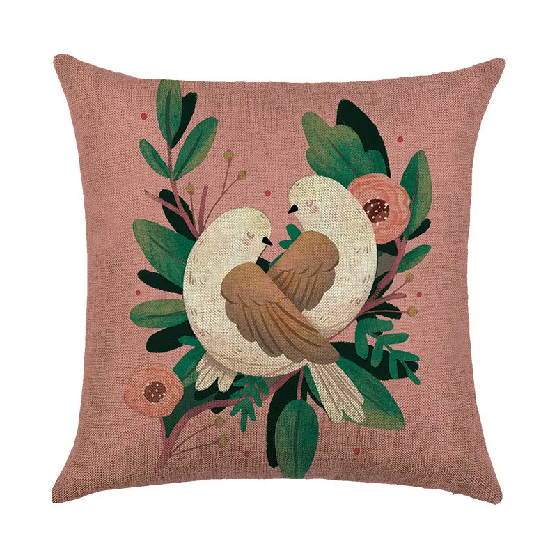 Cotton Linen Cushion Covers Flower Birds Pattern Pillows Cover Decorative Pillowcases For Home Sofa Office Chair Decor Car | Дом и сад