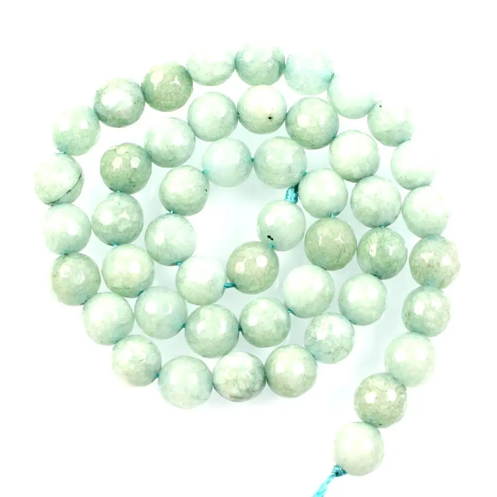 Light Green 1" нитяные бусины из натурального камня, граненые разноцветные мраморные каменные бусины, круглые бусины для изготовления ювелирных изделий, браслет 8 мм - Цвет: Light Green
