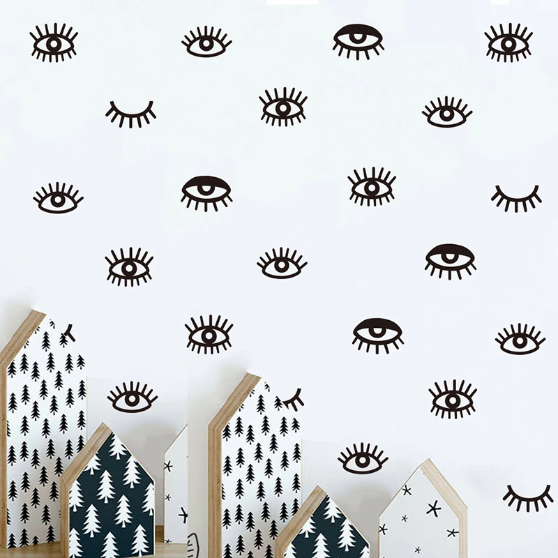 

24 pcs Cute eyelash pattern Wall decal removable Vinyl Wall Stickers For Kids Room Lovely Sleepy Eyes Baby Nursery A10-012