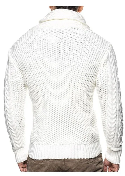 ZOGAA 2019 New Style Men Sweater Croissant Button Leisure High Collar Solid Twisted Pattern Knitted Cardigan Winter |