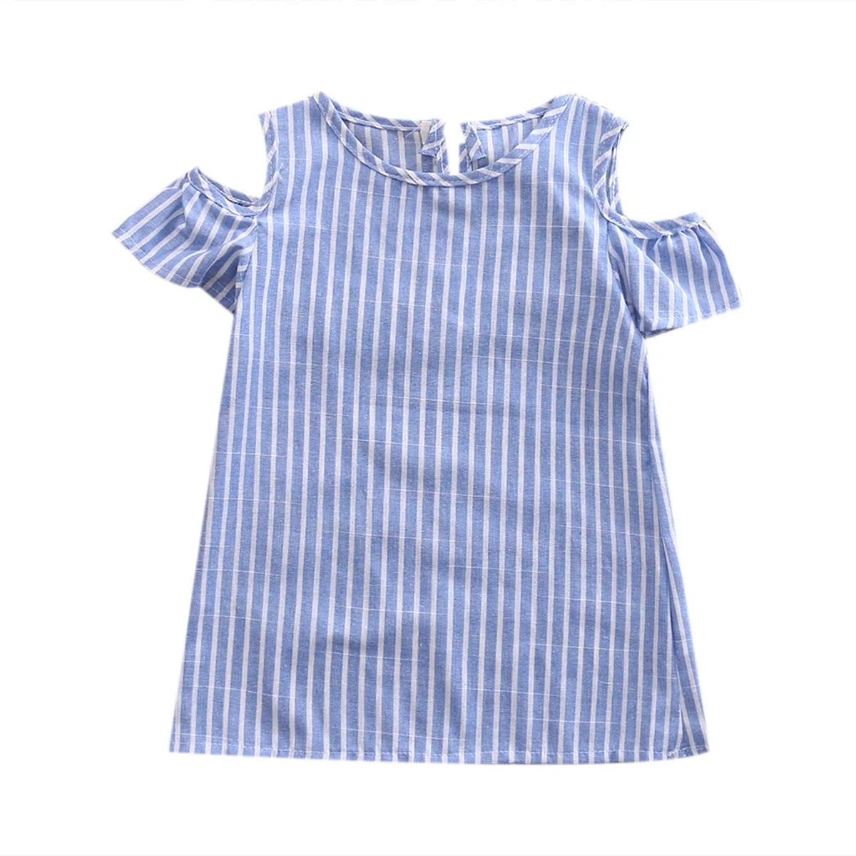 2-7Y Toddler Kids Baby Girl Striped Dress Summer Hole Sleeve Dresses Casual Children Outfits baby girls Clothes | Детская одежда и