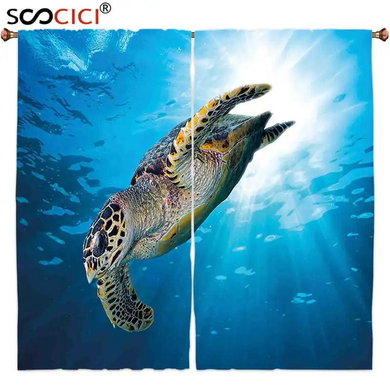 Оконные шторы обработаны 2 панелями черепаха хооксвиль морская погружается